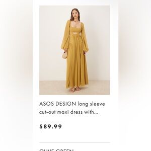 ASOS Gold cut-out Maxi Dress